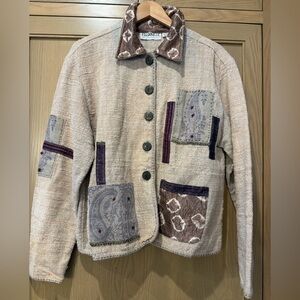 Vintage Flashback Cotton Mixed Material Chunky Button Down Jacket / medium